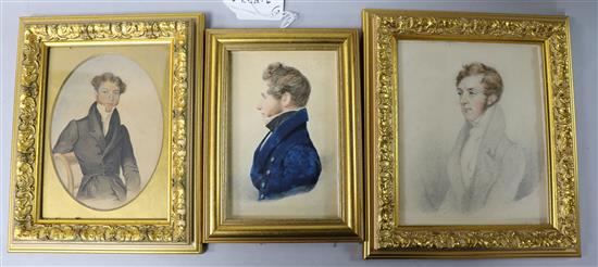 English School, three early 19th century portraits of gentlemen